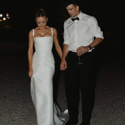 Simple mermaid sleeveless beach boho wedding dress bridal gown wedding gown