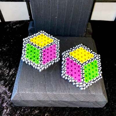 Pleasant 3d cube earrings