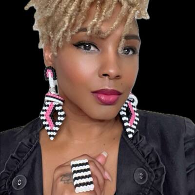 Dignity - pink, black & white earrings