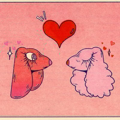 Puppy love riso postcard 