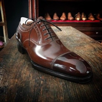 Handmade Men Brown Leather Oxford Dress Shoes