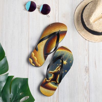 Star kitty frabic flip-flops