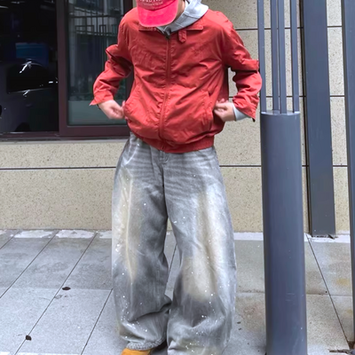 Free shipping-splash-ink wide leg jeans   - Thumbnail 1