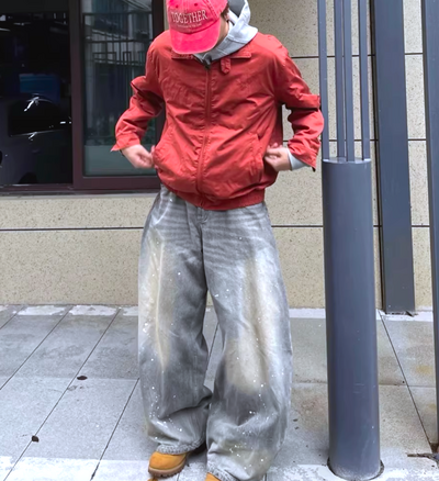 Free Shipping-SPLASH-INK WIDE LEG JEANS  