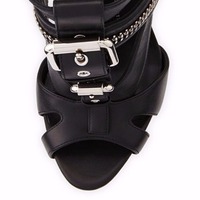 New style women's high heel sandals with metal buckle zipper 2 colors - Thumbnail 2