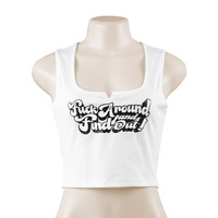 European and American 2025 summer new solid color letter printed sleeveless short slim vest women's tops - Thumbnail 3