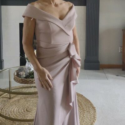 Elegant sheath off the shoulder mother of the bride/groom dress evening formal dress