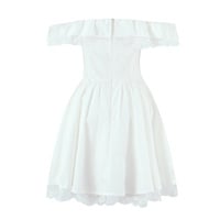 One-shoulder flying sleeve lace edge bow ballet skirt A-line dress - Thumbnail 2