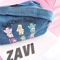 *Free Shipping*SELF CARE BEAR DENIM BLUE 2-WAY TOTE BAG - Thumbnail 1