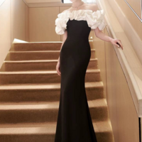 Gorgeous Off The Shoulder Sheath Black Prom Dresses - Thumbnail 3