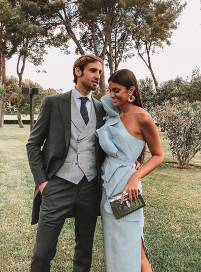 Sheath One Shoulder Light Sky Blue Long Prom Dresses