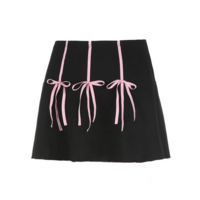 Sweet Bow High Waist Pleated A-line Skirt - Thumbnail 3