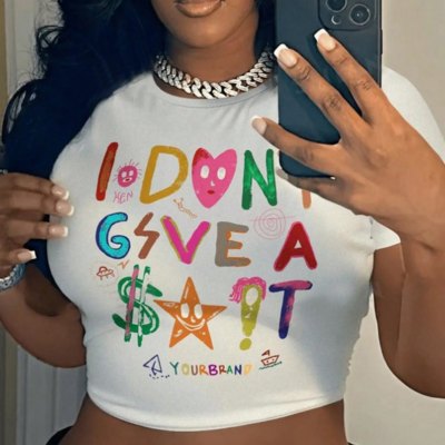 Colorful heart star printed crop top