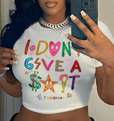 Colorful Heart Star Printed Crop Top