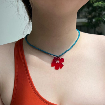 Colored flower chain necklace - Thumbnail 1