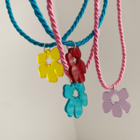 Colored Flower Chain Necklace - Thumbnail 4