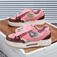 Pink Wingtip Heart Design Skate Sneakers - Thumbnail 2