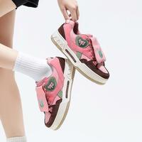Pink Wingtip Heart Design Skate Sneakers - Thumbnail 1