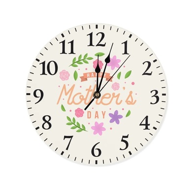 Mother's day frameless decorative wall clock – no glass cover, lightweight wooden analog clock – stylish room decor for wall or desk – multiple sizes