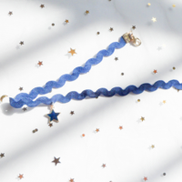 Blue Velvet Star Chain Choker Necklace - Thumbnail 2