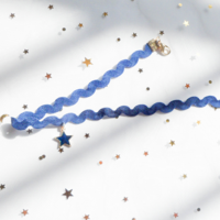 Blue Velvet Star Chain Choker Necklace - Thumbnail 4
