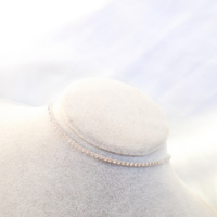 White Gold Zirconia Cut Shinning Faux Diamond Tennis Necklace Chain - Thumbnail 2