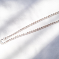 White Gold Zirconia Cut Shinning Faux Diamond Tennis Necklace Chain - Thumbnail 3