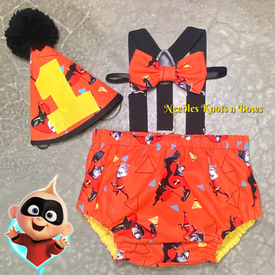 Boys cake smash, baby boys incredibles 1st birthday outfit, milestone, photo prop