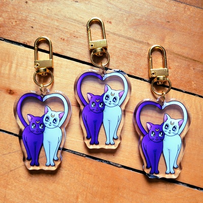 Luna and Artemis Cat 2" Keychain