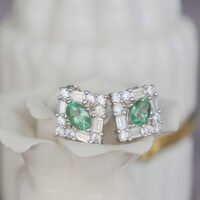 Lustrous Natural Zambian Emerald Oval 6x4mm Earstuds 925 Sterling Silver Stud Earrings Gemstone Earstuds Birthday Anniversary Wedding Gift - Thumbnail 6