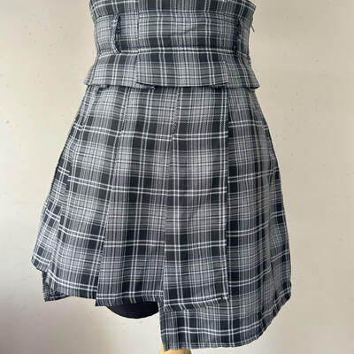 Bubbles harajuku grey asymmetrical pleated skirt - Thumbnail 1