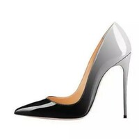 Handmade women's gradient color patent leather pointed high heels 3 colors - Thumbnail 1