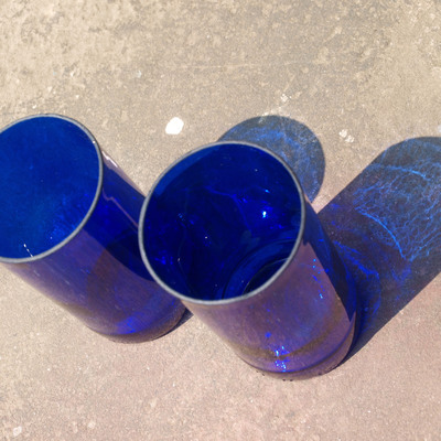 Cobalt blue tumblers, pair 