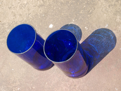 Cobalt blue tumblers, pair 