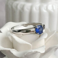 Natural Round 5mm Blue Sapphire Simple Ring 925 Sterling Silver Ring Unisex Ring US size 6 Birthday Anniversary Wedding Gift Unisex - Thumbnail 1
