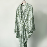Irregular Printed Silk Loose Dress - Thumbnail 1