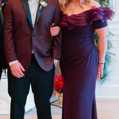 Elegant purple off the shoulder mother of the bride/groom dress evening formal dress