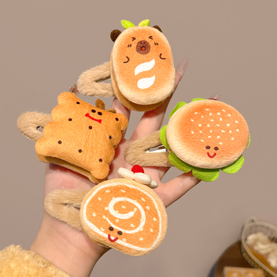 Cute cartoon bread plush hair clips