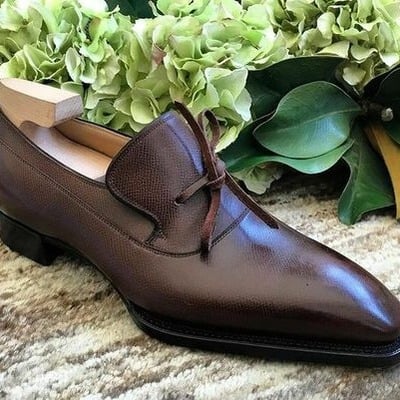 Handmade men burgundy leather tassel loafers dress shoes - Thumbnail 1