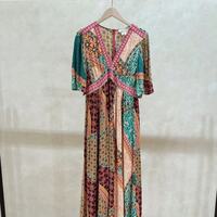 New Bohemian holiday style floral patchwork dress - Thumbnail 3