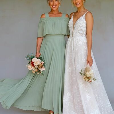 Elegant mint green a line mother of the bride/groom dress evening formal dress