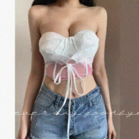 Gradient Lace Halter Drawstring Underwire Top - Thumbnail 3