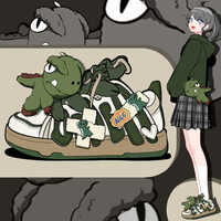 Cute Skater Shoes With Plush Dinosaur Decor - Thumbnail 4
