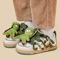 Cute Skater Shoes With Plush Dinosaur Decor - Thumbnail 1