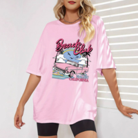 Beach Club Printed Pink Tee - Thumbnail 3
