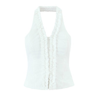 V-neck lace halter neck short backless belly-exposing camisole - Thumbnail 4