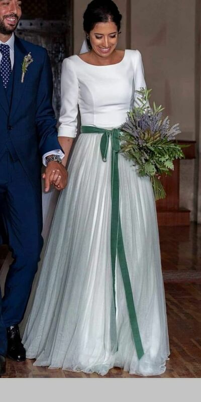 Simple A Line Green Beach Boho Wedding Dress Bridal Gown Wedding Gown