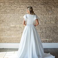 Simple A Line Cap Sleeve Beach Boho Wedding Dress Bridal Gown Wedding Gown - Thumbnail 1