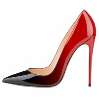 Handmade women's gradient color patent leather pointed high heels 3 colors - Thumbnail 1