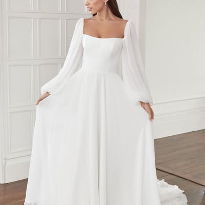 Simple a line scoop long sleeve beach boho wedding dress bridal gown wedding gown